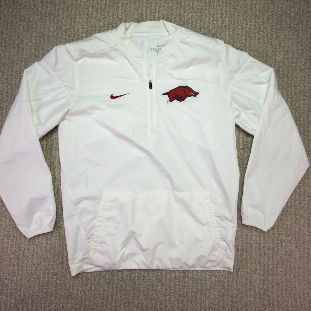 Nike Arkansas Razorbacks Storm FIT 1/2 Zip Pullover Jacket Mens Medium White